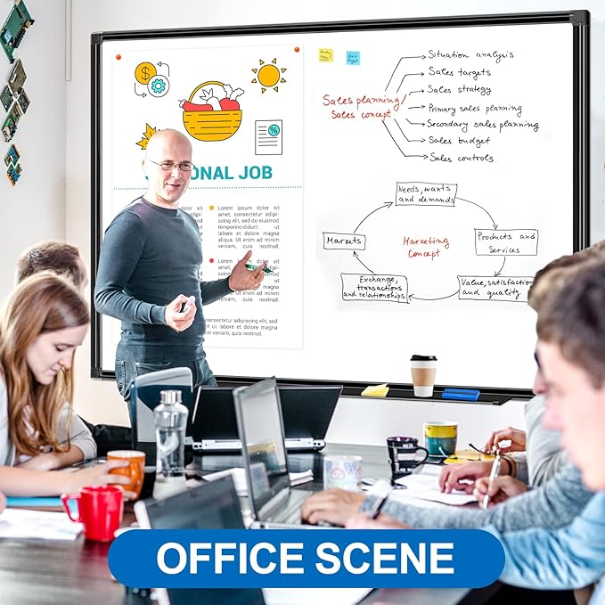 H-Qprobd Large Magnetic White Board Dry Erase Whiteboard with Black Aluminum Frame, 60"X40" Hanging White Boards for Wall with Long Pen Tray, Presentation Board for Office Classroom Home-DeskLoop Office