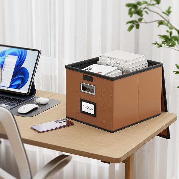 Faux Leather File Organizer Box - Image 2