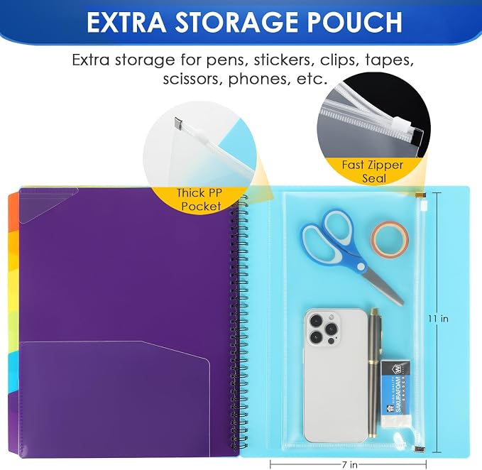 KTRIO 12 Pocket Project Organizer, Letter Size Spiral Binder, Letter Size Fit - Image 3