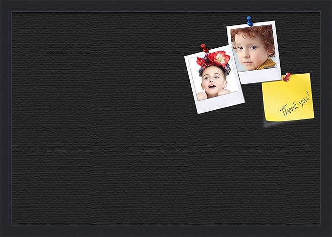 PinPix 26x18 Inch Cork Bulletin Board. This Decorative Framed Pin Board Comes with Solid Black Design and a Satin Black Frame. Ideal for Home Office Decor or Message Board (PinPix-622)-DeskLoop Office