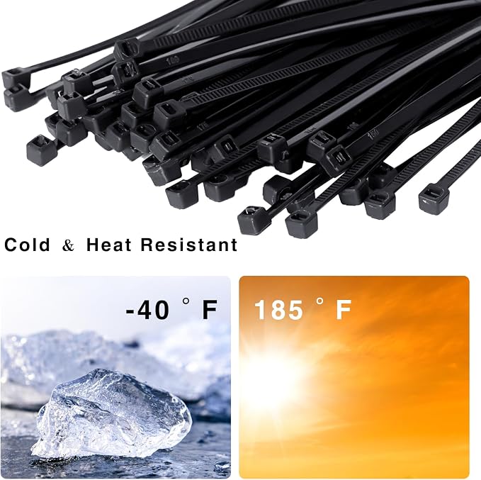 Zip Ties 8 inch, 1000 Pack Black Zip Ties, Self-Locking Nylon Cable Ties - Image 3