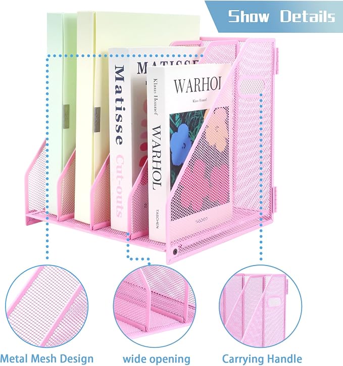 Desk Organizers, Metal Magazine File Holder - Image 3