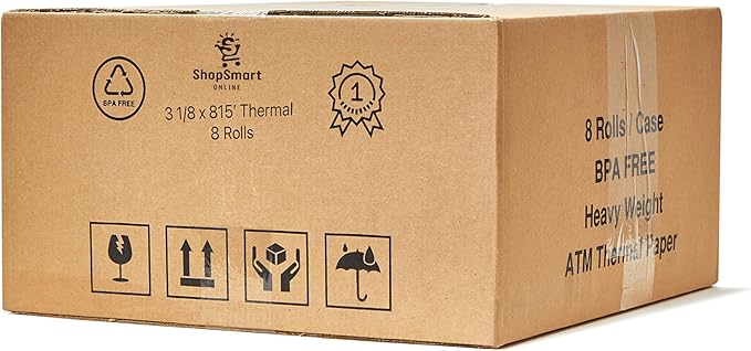 3 1/8" x 815' Heavy Weight ATM Thermal Receipt Paper Rolls Compatible with most Nautilus Hyosung ATM's. (Pack of 8)-DeskLoop Office