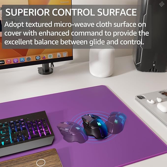 KTRIO Large Gaming Mouse Pad, Desk Mat, 31.5 x 15.7 in, Violet Purple, XXL | - Image 2