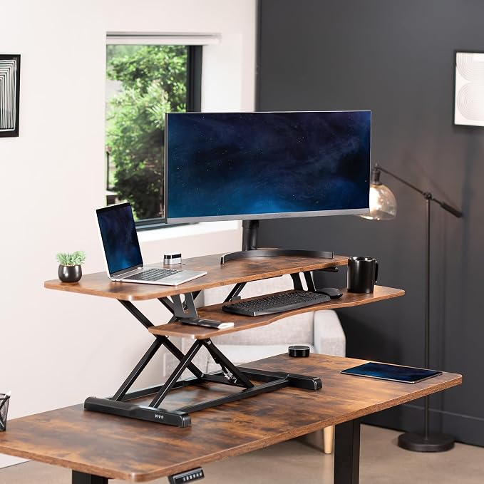 VIVO 48 inch Desk Converter, K Series, Height Adjustable Sit to Stand Riser - Image 2