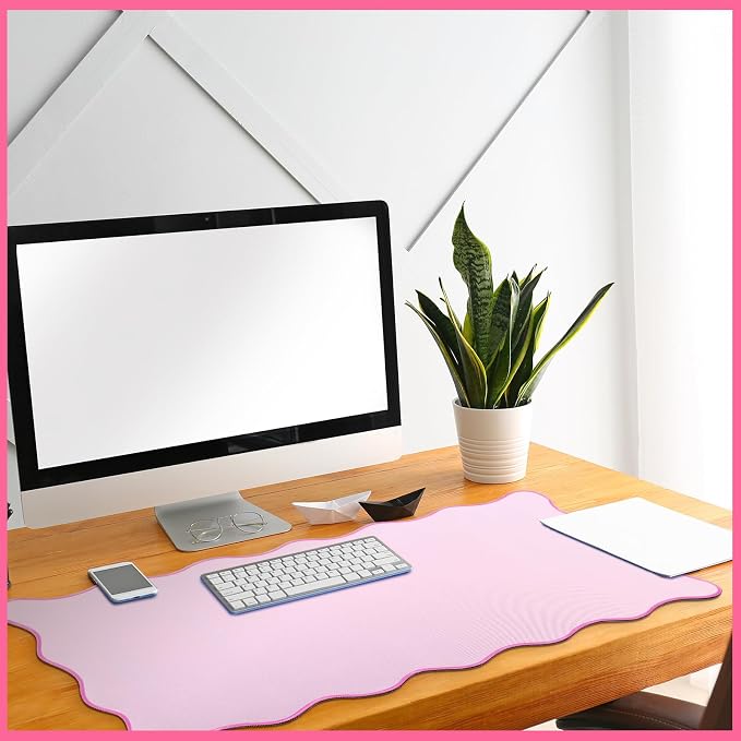 Hahafelt Scalloped Desk Mat Large Desk Pad Cute Coquette Table Mat Back to - Image 5