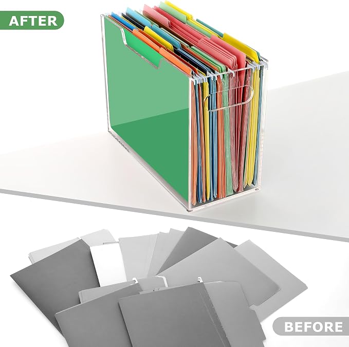 Acrylic Hanging File Folder Organizer, Letter Size Clear Filing Organizer Box - Image 7