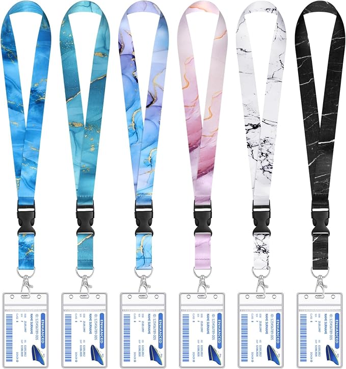 HONSIO 6 Pack Cruise Lanyard for Ship Cards Detachable Marble Lanyards by HONSIO