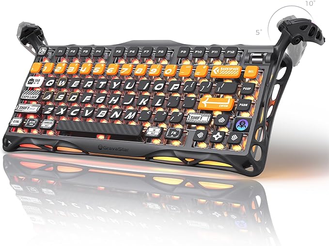 GravaStar Mercury K1 Pro Wireless Mechanical Gaming Keyboard, 75% Layout RGB Custom Keyboard, Aluminum Alloy Matte Black Frame with Phoenix-Inspired Keycaps, Hot-Swappable Linear Switches – CyberFlare-DeskLoop Office