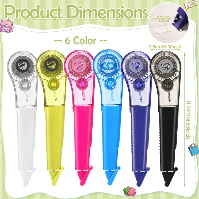 auroray 6 Pack Pen-Style Correction Tape Pens, 19.69ft Each Comfortable - Image 2