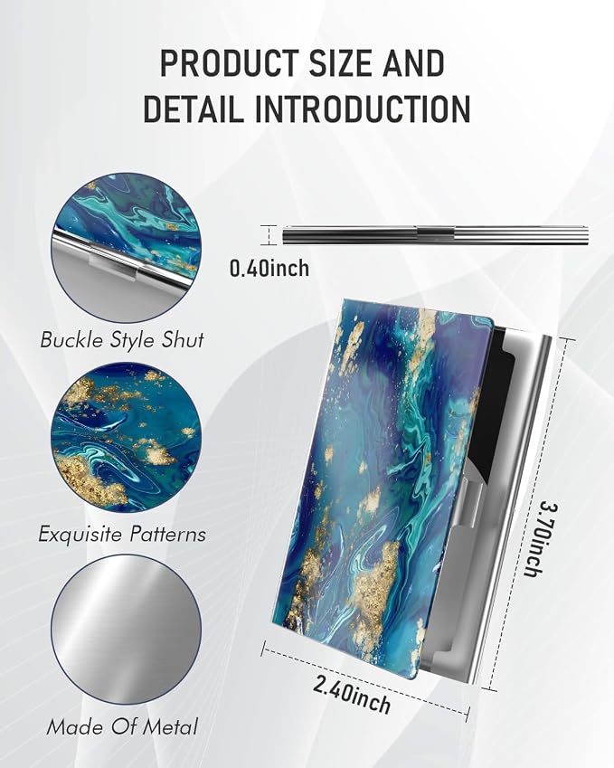 Business Card Metal Slim Organizer, Professional Stainless Steel Square Pocket - Image 3