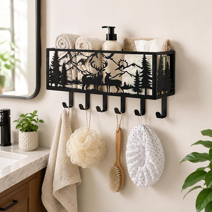 Deer Metal Wall Mail Organizer Wall Mounted Key and Mail Holder Mail Basket - Image 3
