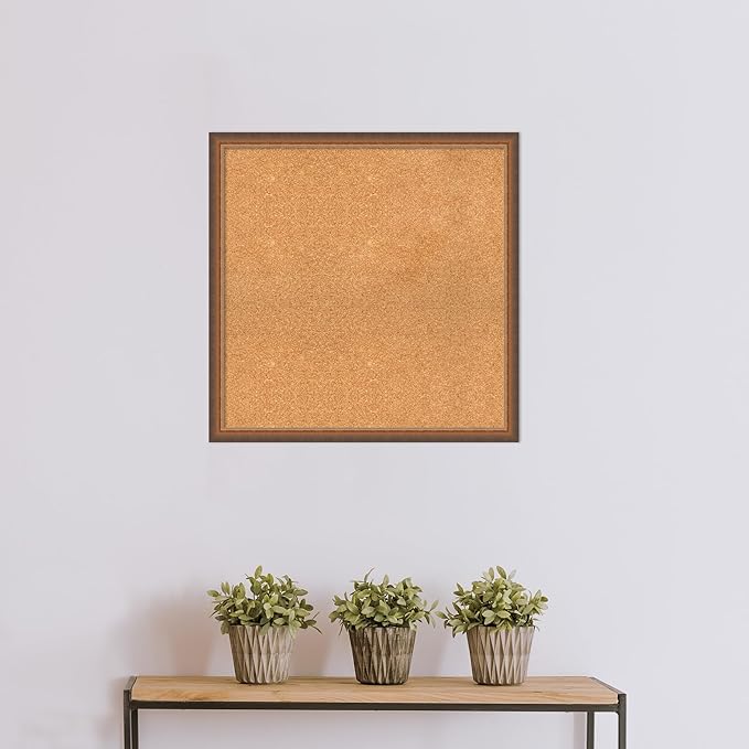 Amanti Art Natural Cork Board for Wall, 28x28 Vision Board with Bronze Frame, Large Corkboard Office Decor for Home Organization, Modern Corkboard Pinboard to Display Items for Home Organization in-DeskLoop Office