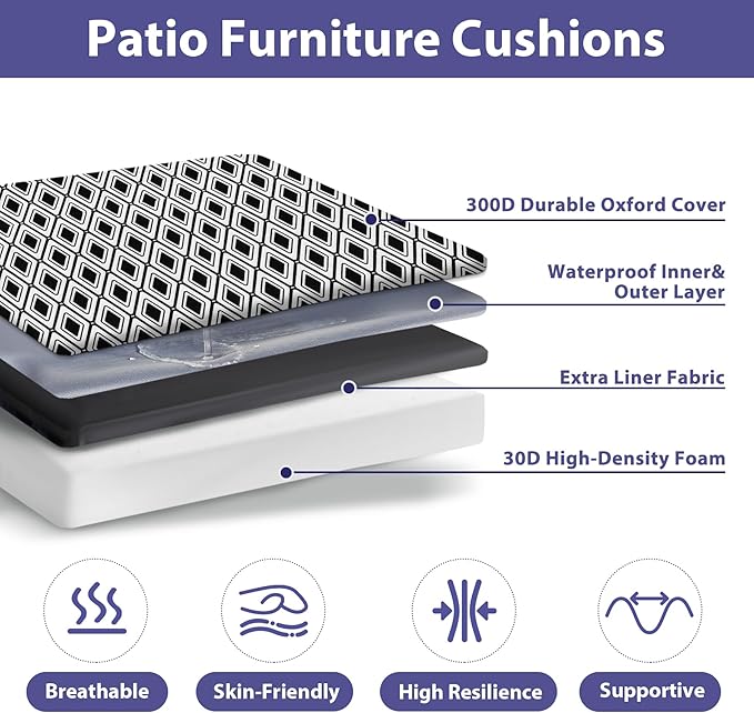 IPYNBAP Outdoor Chair Cushions Set of 4 -Waterproof Outdoor Seat Cushions - Image 2