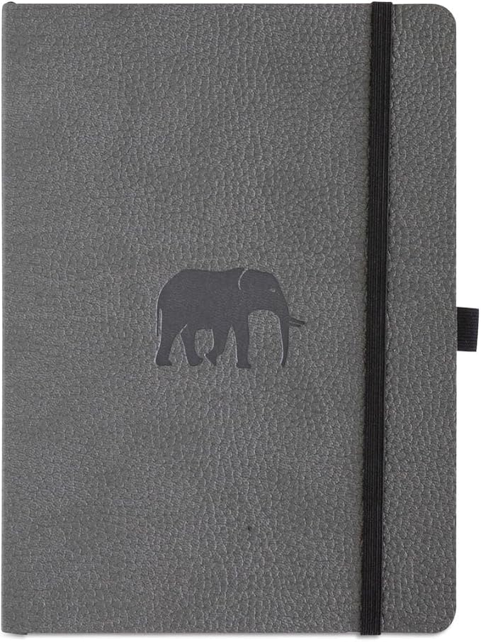 Dingbats* Wildlife Dotted Writing Journal Notebook A5 - Vegan Leather Softcover - Ideal for Work, Travel - Pocket, Elastic Closure, & Bookmark-DeskLoop Office