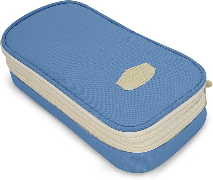 Large Capacity Pencil Case - Durable Zipper Aesthetic Pen Pouch, Big Storage Organizer for School, Office & Travel - Waterproof & Multi-Use (Light Blue)-DeskLoop Office