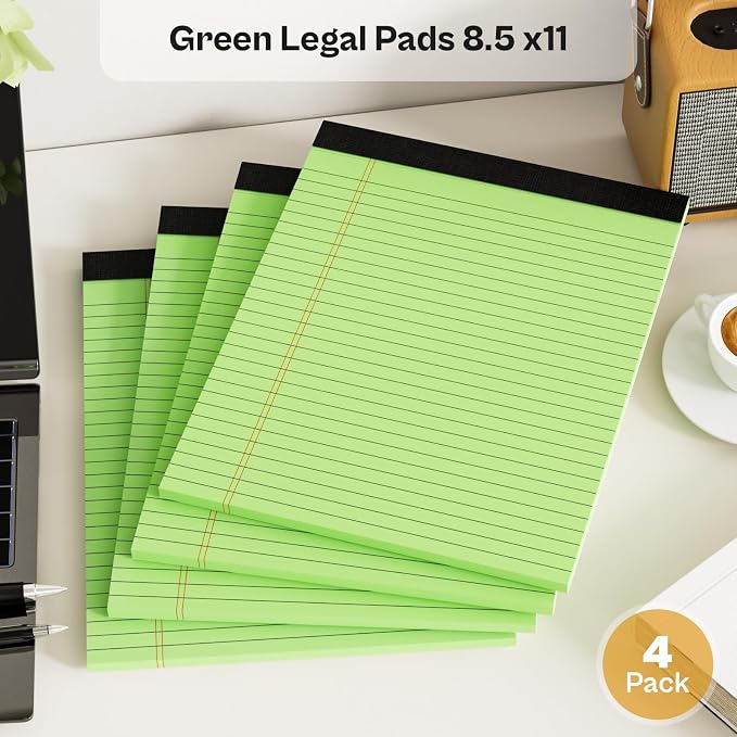 4 Pack Green Legal Pads 8.5 x 11 Green Note Pads 8.5 x 11 Notepad 8.5 x 11 - Image 5