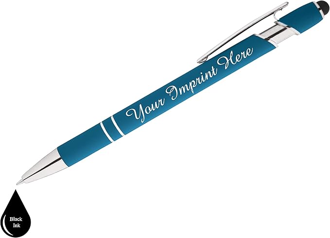 Up to 500 Pcs Custom Pens Bulk | Rainbow of Colors | Soft-Touch Metal Black Ink Personalized with Name or Message (Light Blue, 1000 pcs)