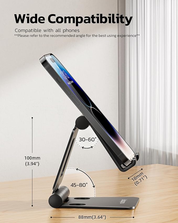 Nulaxy 2 Pack Dual Folding Cell Phone Stand, Fully Adjustable Foldable Desktop - Image 3