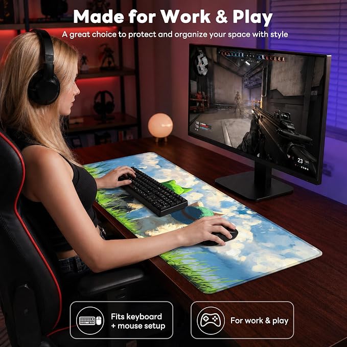 Desk Mat, Big Desk Pad, 31.5x11.8 Inches Extended Big Gaming Mouse Pad - Image 7