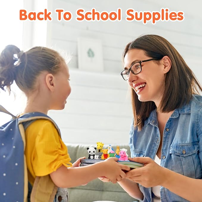 34 Pack Animal Pencil Erasers for Kids, 3D Mini Puzzle Take Apart Erasers, Desk Pets & Treasure Box Toys, Bulk Party Favors, Classroom Prizes, School Supplies, Gift for Boys & Girls-DeskLoop Office