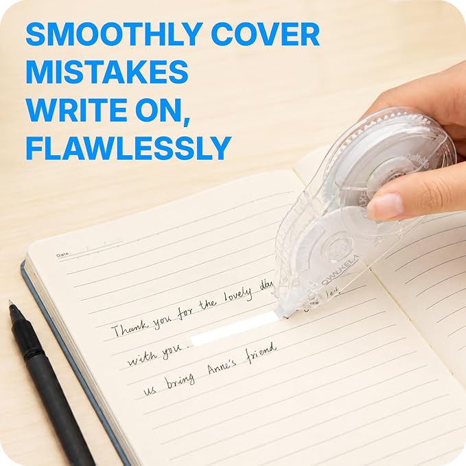 OWLKELA 2 Pack Plus Correction Tape, Tear-Resistant White Correction Tape - Image 6