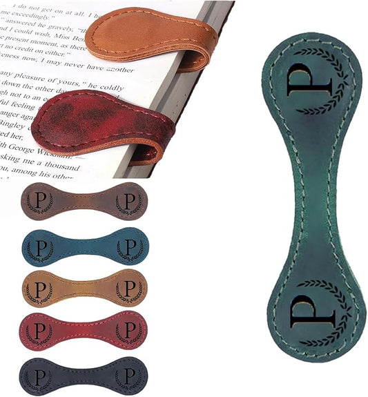 Artlaza Personalized Magnetic Leather Bookmark, 26 Letter Custom Leather by Artlaza