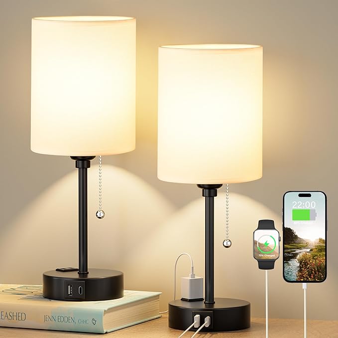 Bedside Table lamp for Bedroom Set of 2 by DicooolDirect