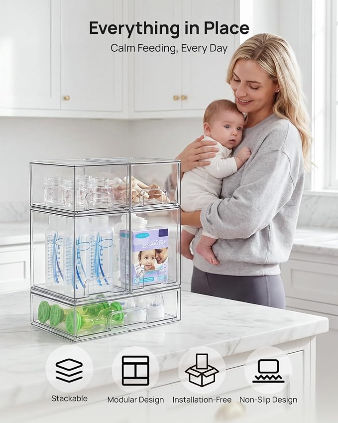 Vtopmart Stackable Storage Drawers Set of 7, Beauty Supplies Storage, Pantry - Image 4