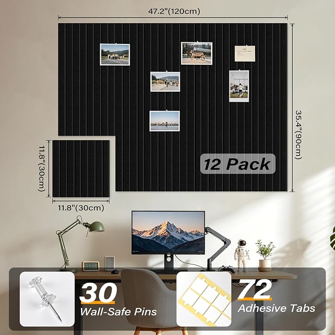 Large Felt Bulletin Board，47.2" x 35.4" 12 Pack Cork Board Alternative - Image 3