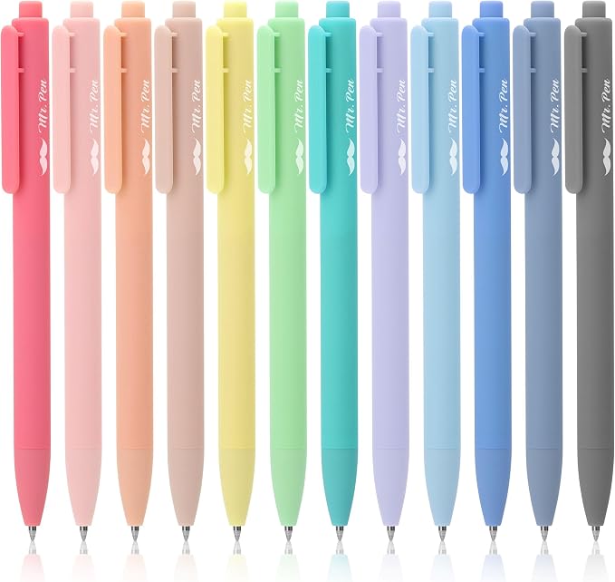 Mr. Pen- Retractable Gel Pens, 12 Pack, Colorful Ink, Fine Point 0.7mm | Fast by MrPen