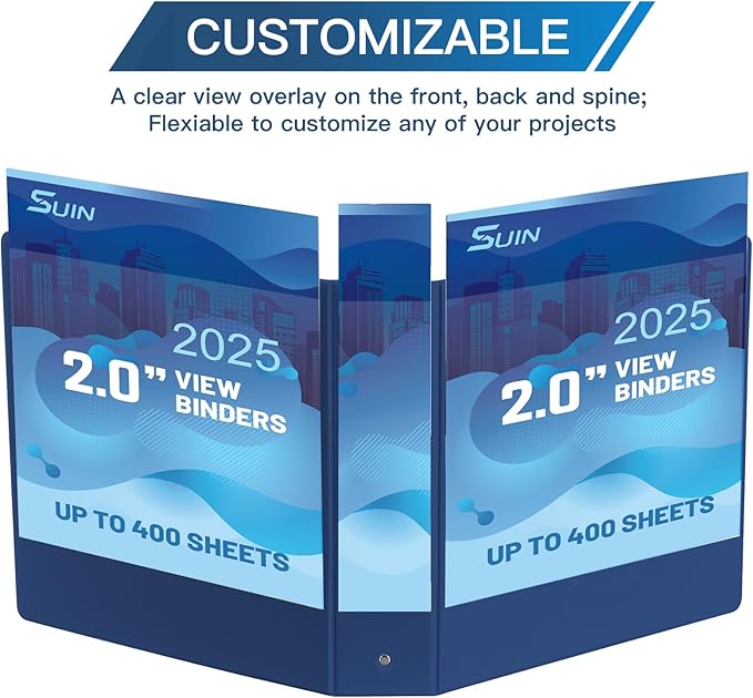 2-inch 3 Ring Binder with 2 Pockets, 2'' View Binders Holds US Letter Size 8.5'' x 11'' Paper - Versatile Binders for Office, Home, and School Use, 6 Pack (White) (2-inch Bright Colors)-DeskLoop Office