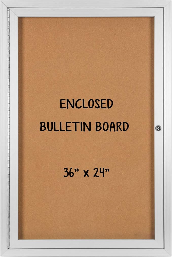 INNOVART Enclosed Bulletin Board 36”x24”, Lockable Cork Noticeboard by INNOVART