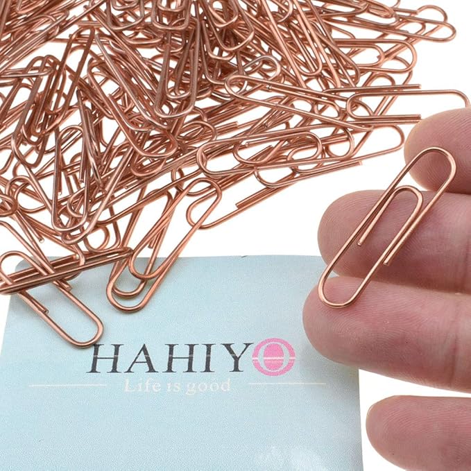 HAHIYO Paper Clips 1.3" Length Rose Gold Paperclips Vinyl Coated Prevent by HAHIYO