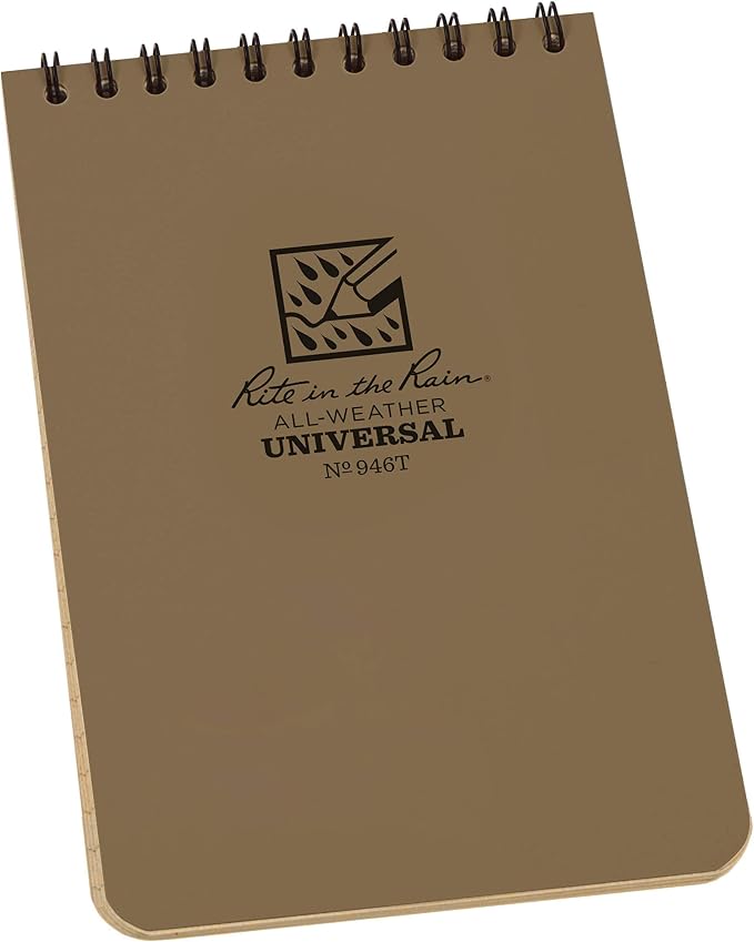 Rite in the Rain Weatherproof Top Spiral Notebook, Tan Cover, Universal Pattern by RiteintheRain