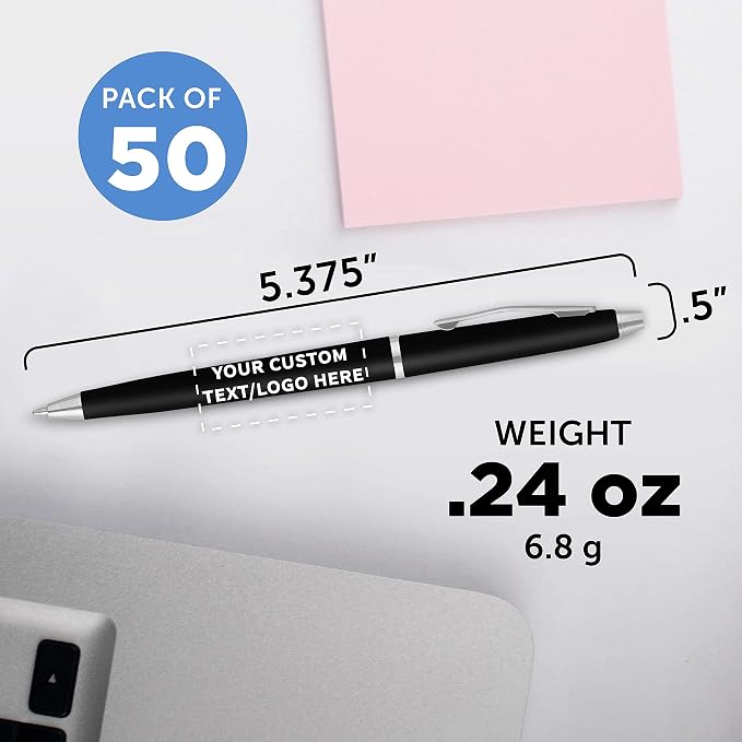 DISCOUNT PROMOS Custom Langham Ballpoint Pens Set of 50, Personalized Bulk Pack - Image 5