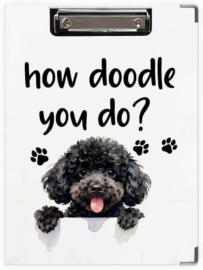 Funny Black Doodle Clipboard, Cute Puppy Dog Clipboard by Unknown