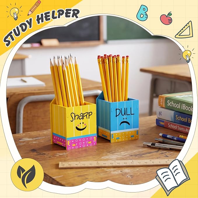 DoubleFill 2 Pcs Pencil Shaped Holder Sharp Dull Holder Wooden Dispenser Pencil - Image 5
