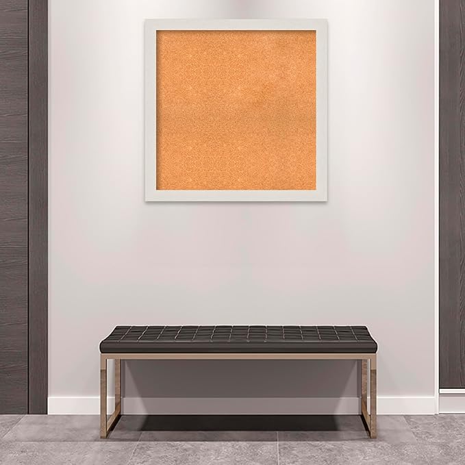 Amanti Art Natural Cork Board for Wall, 33x33 Vision Board with White Frame, Large Corkboard Office Decor for Home Organization, Country Rustic Corkboard Pinboard to Display Items for Home-DeskLoop Office