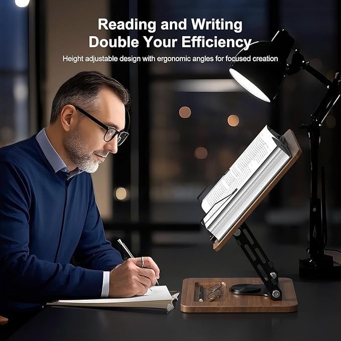 OPTIXCELL Book Stand for Reading, 360° Rotating Hands Free Book Holder - Image 3