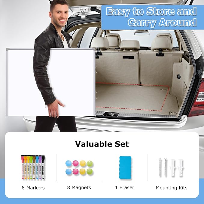 DOLLAR BOSS Large White Board 60 x 48 Inch Foldable Magnetic Whiteboard - Image 6
