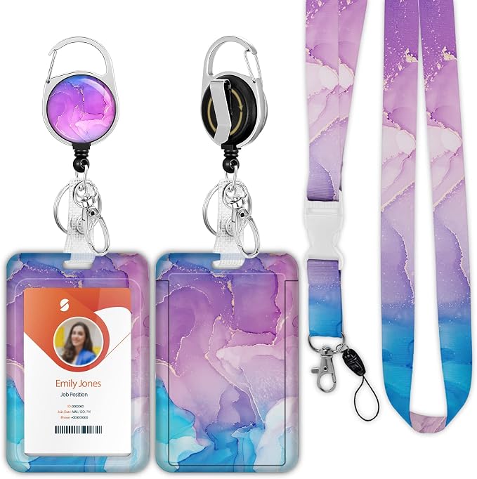 ID Badge Holder with Lanyard, Retractable ID Badge Card Holders Detachable Neck by Boutilon