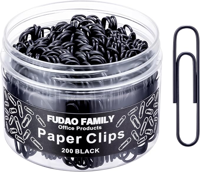 Large Paper Clips, 2 Inch Black Paper Clip by FUDAOFAMILY