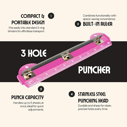 Performore 3 Hole Portable Paper Punch - Image 2