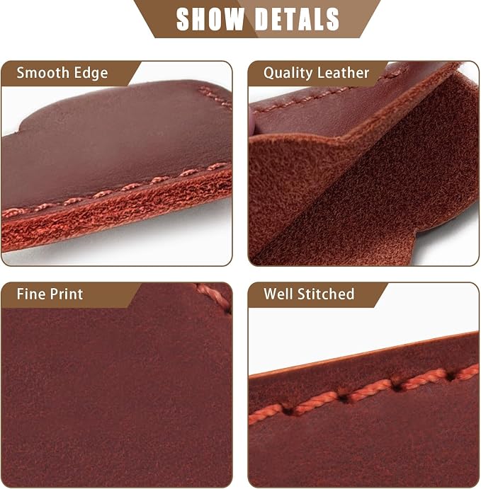 Jack&Chris Genuine Leather Heart Bookmark, Handmade Stitched Corner Page - Image 3
