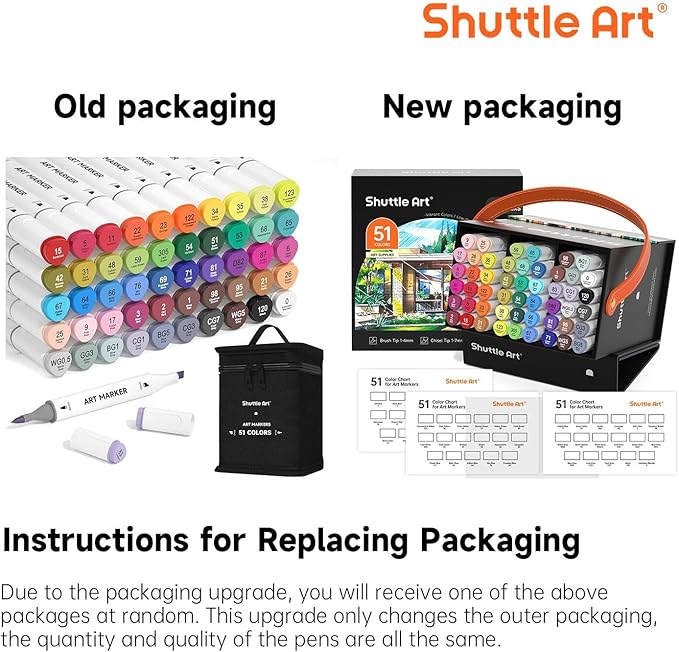 Shuttle Art Alcohol Markers Brush tip, Dual Tip Brush & Chisel Tip Art Marker Set, 50 Colors plus 1 Blender Permanent Marker Pens with Case Perfect for Illustration Students Adults Coloring-DeskLoop Office