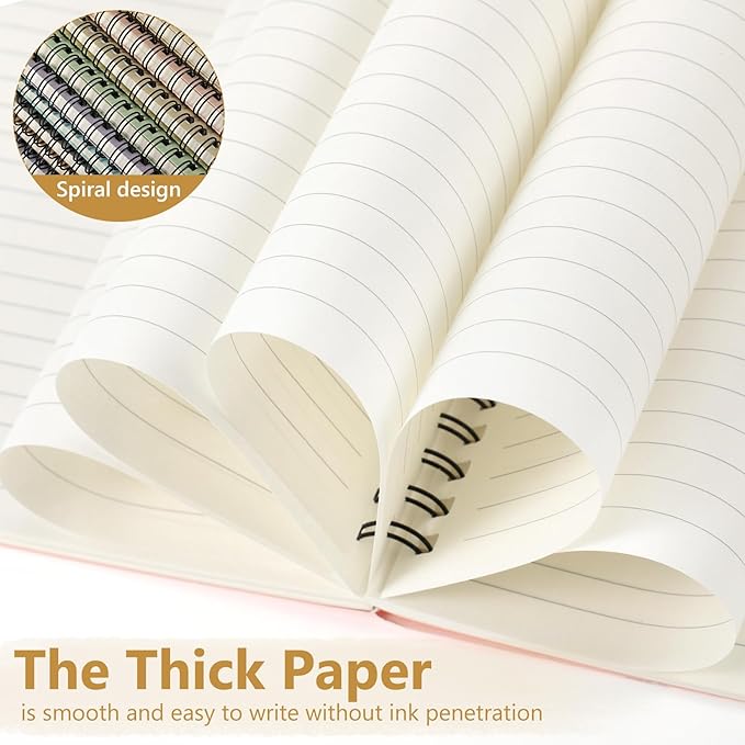Fuutreo 12 Pcs Spiral Notebook for Work A5 8.3 x 5.7 Inch College Ruled Spiral Journal Notebook Kraft Cover Ruled Paper, 12 Color, 60 Sheets, 120 Pages for Office School(Innovative Color)-DeskLoop Office