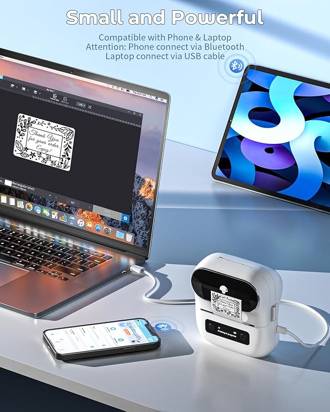 Phomemo Label Maker, M220 Barcode Printer, Bluetooth Thermal Label Printer, with Multiple Templates, Fonts, and Icons for Home, Kitchen, School, Office Organization-DeskLoop Office