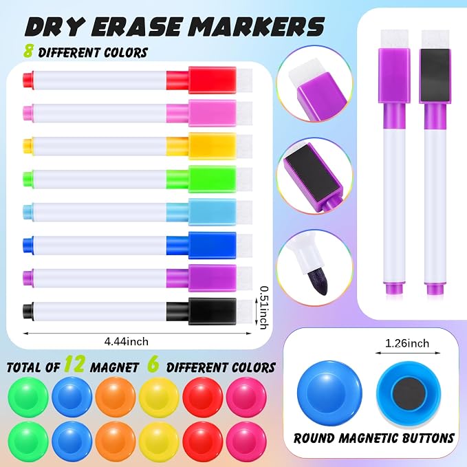 Meanplan 176 Pcs White Board Accessories Set 144 Magnetic Dry Erase Labels 12 - Image 3