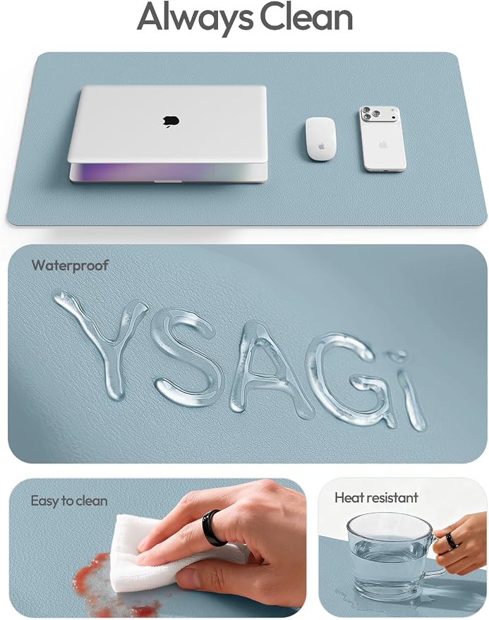 YSAGi Leather Desk Pad Protector, Office Desk Mat, Large Mouse Pad, Non-Slip PU - Image 9
